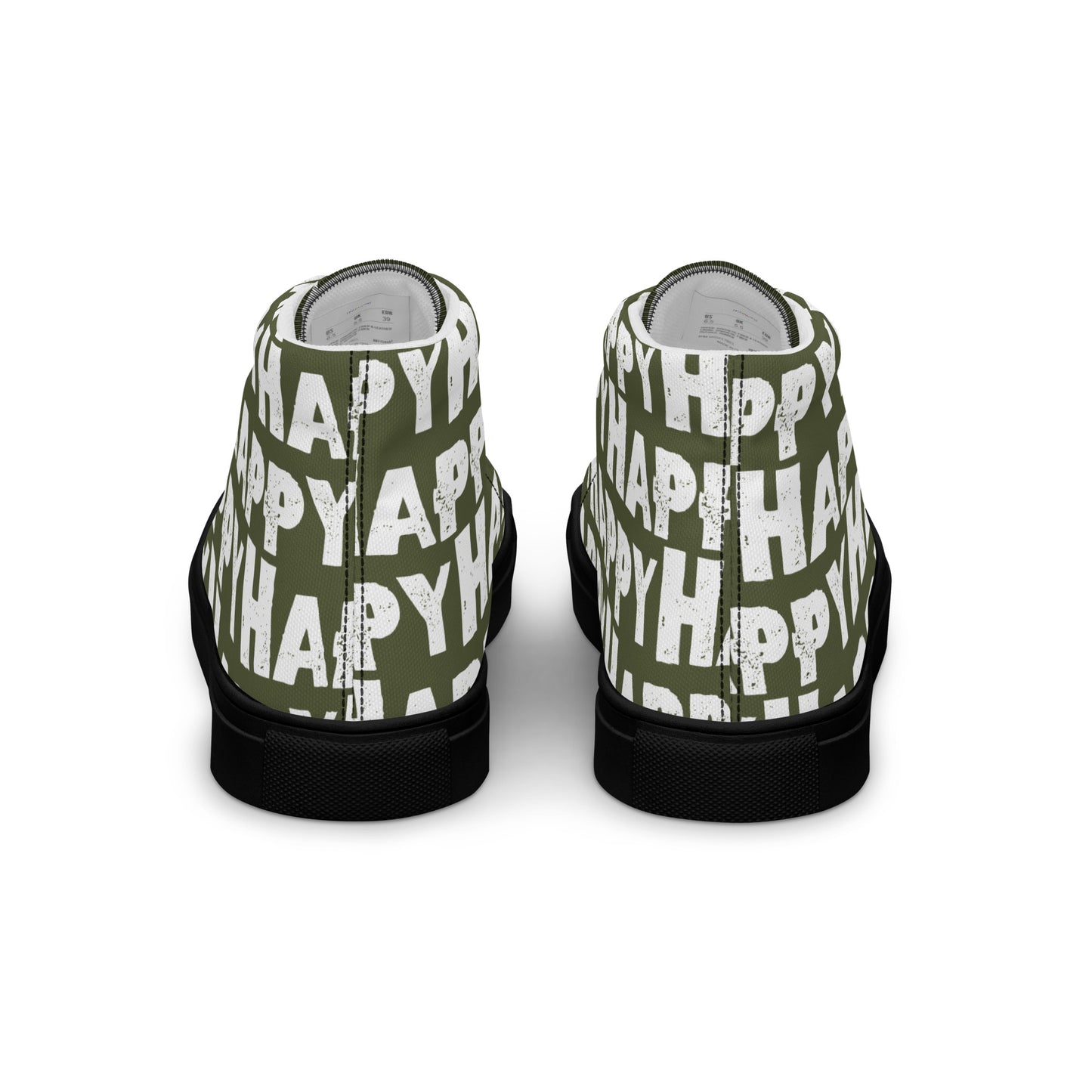 Happy Shoes "Happy" Sponge Print Canvas Women's Khaki Green High Tops Black Sole