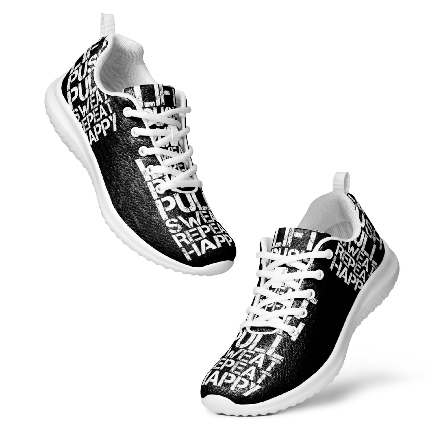 Lift Push Pull Sweat Repeat Happy Distress Print Gym Shoes Collection