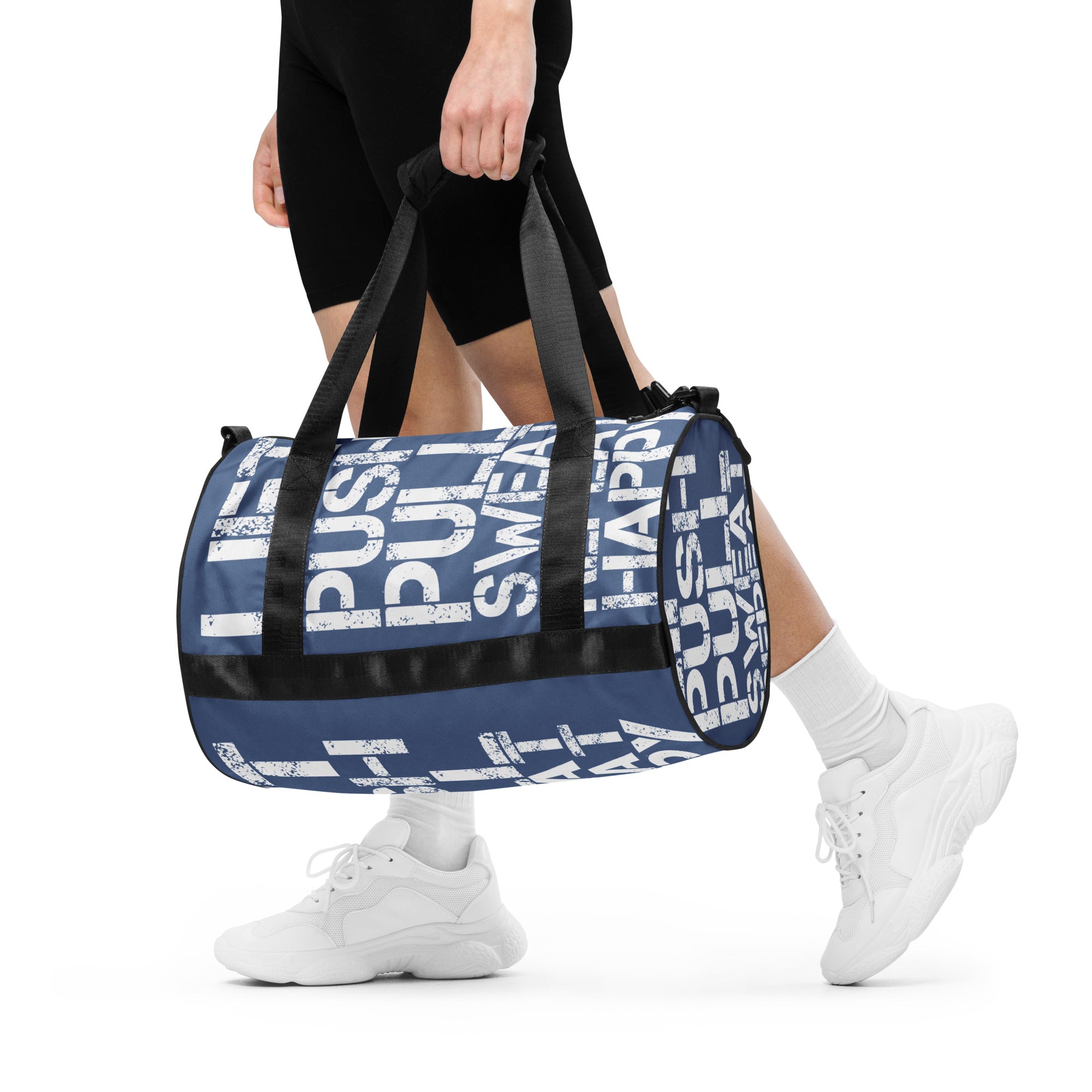 All-over print gym bag outlet Blue to White Circles