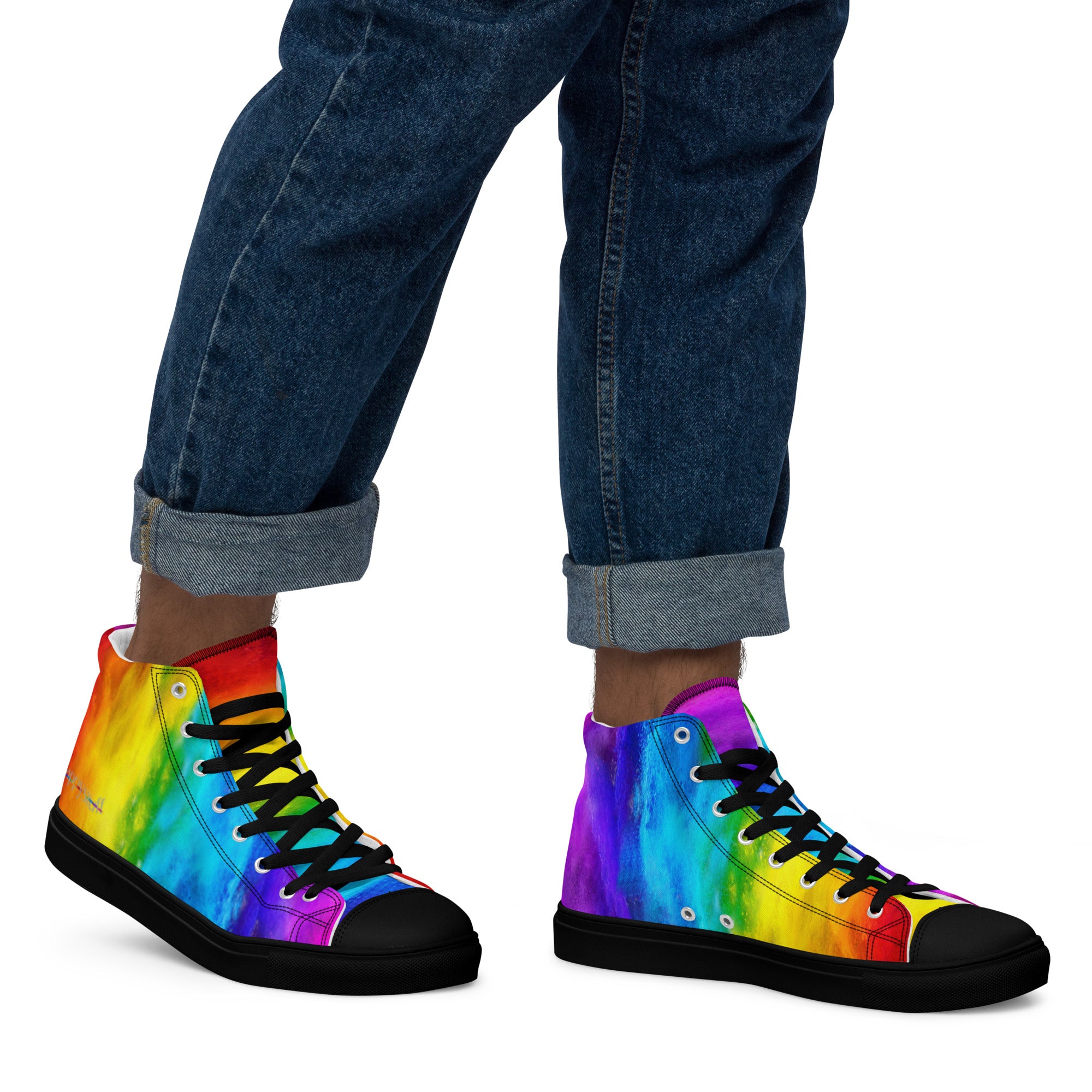 Rainbow Shoes Holi Colours Men s High Top Sneakers Black Sole