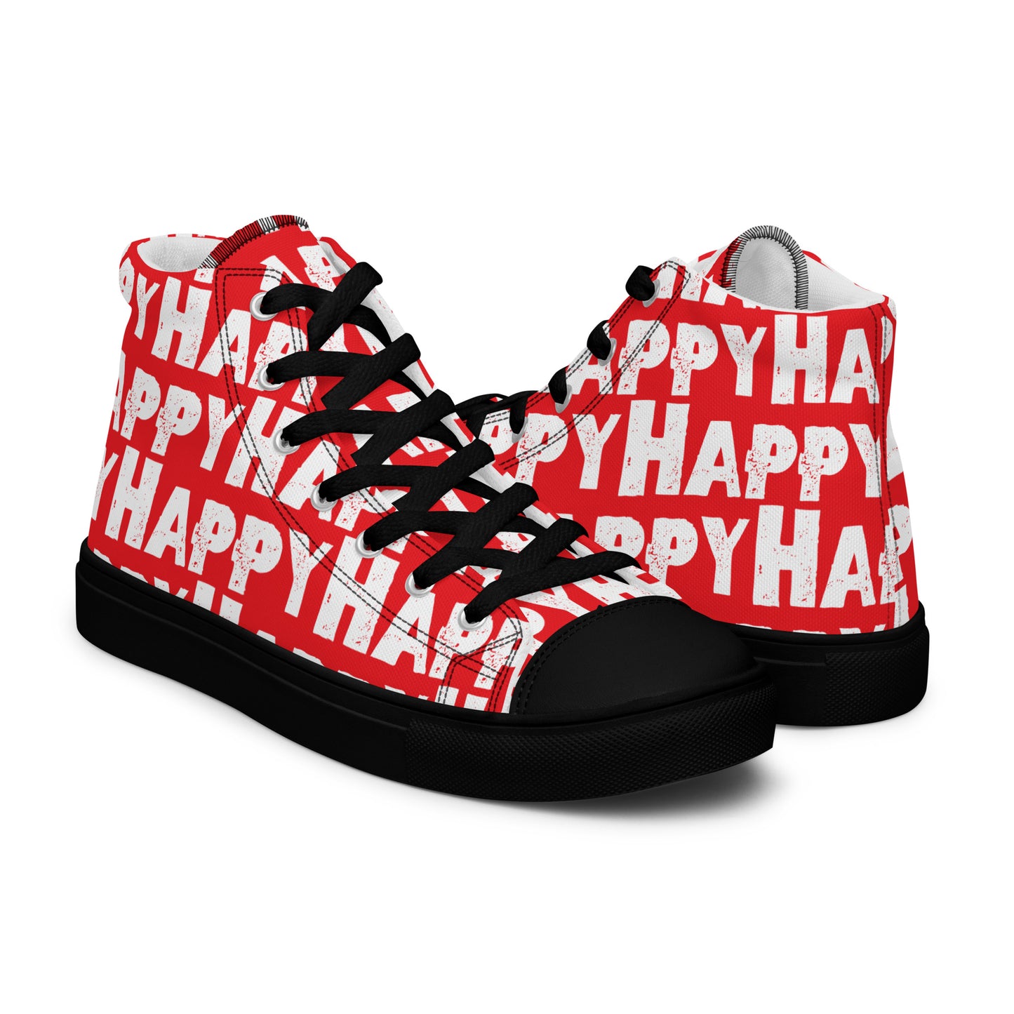 Happy Shoes "Happy" Sponge Print Canvas Men's Red High Tops Black Sole