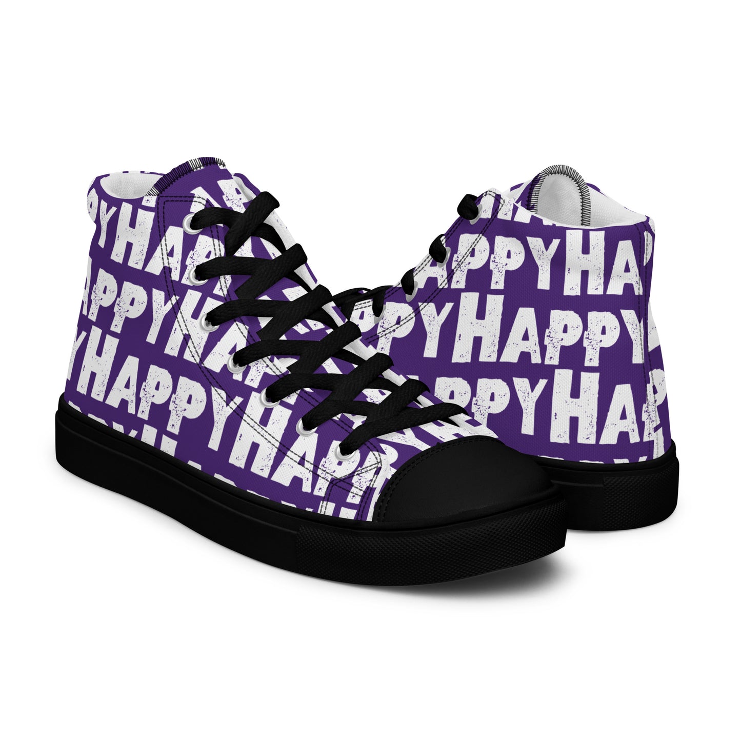 Happy Shoes "Happy" Sponge Print Canvas Men's Purple High Tops Black Sole