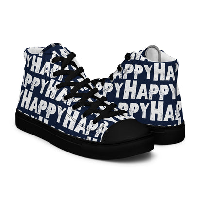 Happy Shoes "Happy" Sponge Print Canvas Men's Navy Blue High Tops Black Sole