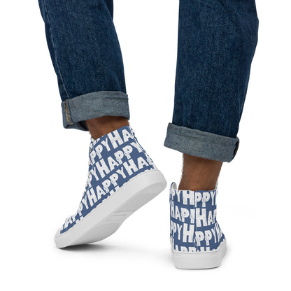 Happy Shoes "Happy" Sponge Print Canvas Men's Denim Blue High Tops