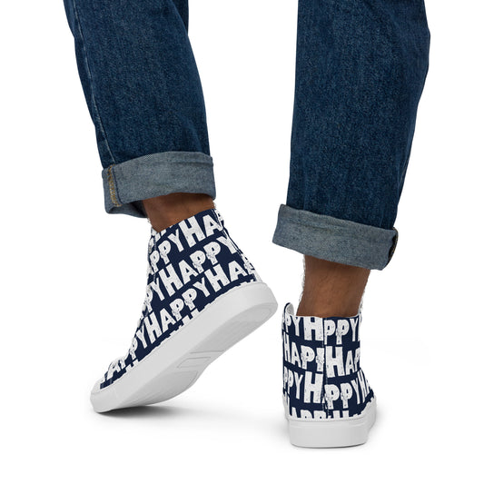 Happy Shoes "Happy" Sponge Print Canvas Men's Navy Blue High Tops