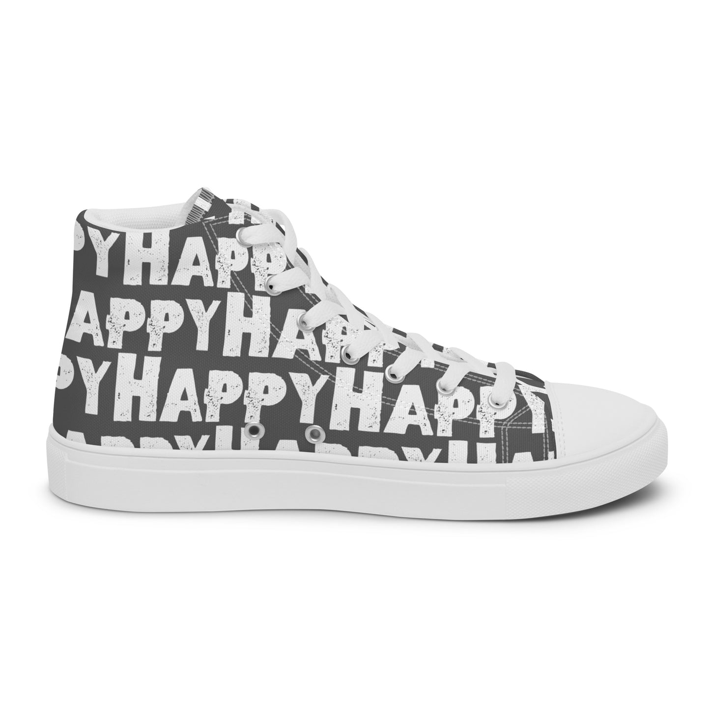 Cool Shoes Mens Sneakers inside view left shoe slate grey and white Happy Sponge Print High Top Sneakers HappyStuff brand