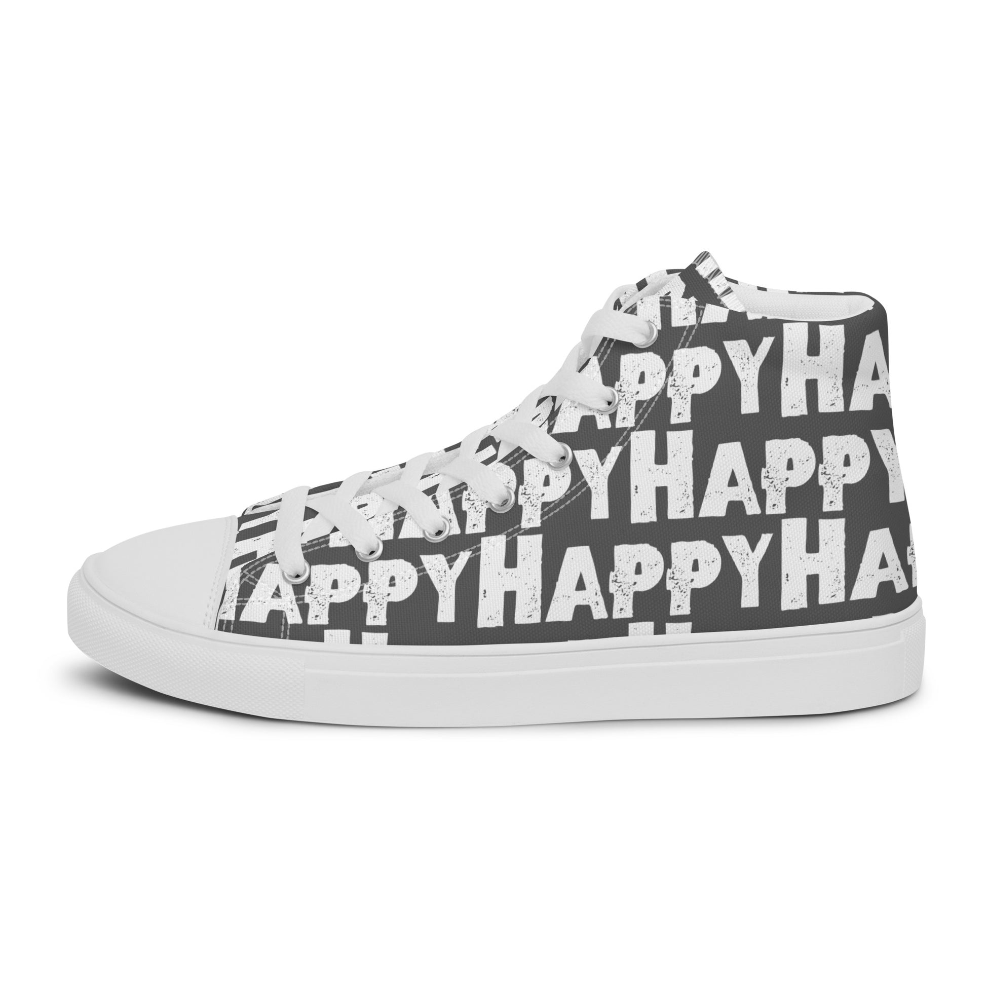 Cool Shoes Mens Sneakers outside view left shoe slate grey and white Happy Sponge Print High Top Sneakers HappyStuff brand