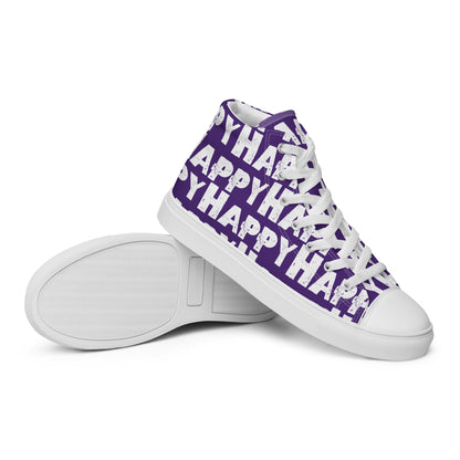 Vintage Shoes style purple and white Happy Sponge Print High Tops EVA Rubber Outsole closeup sole view