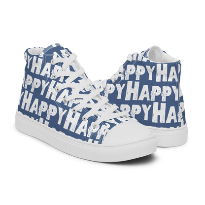 Happy Shoes "Happy" Sponge Print Canvas Men's Denim Blue High Tops