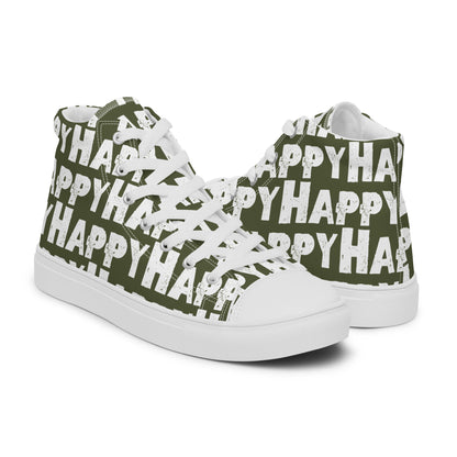 Happy Shoes "Happy" Sponge Print Canvas Men's Khaki Green High Tops