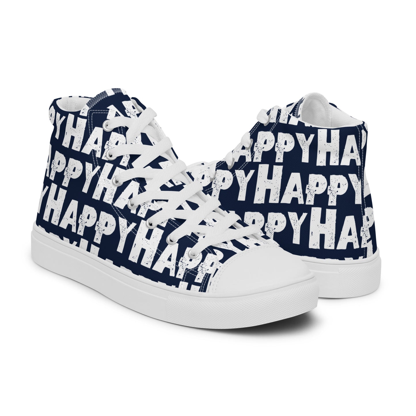 Happy Shoes "Happy" Sponge Print Canvas Men's Navy Blue High Tops