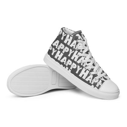 Vintage Shoes style slate grey and white Happy Sponge Print High Tops EVA Rubber Outsole closeup sole view