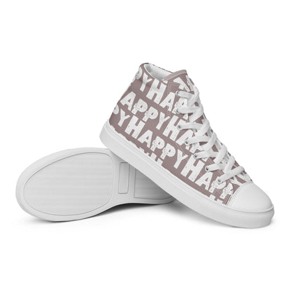 Vintage Shoes style taupe and white Happy Sponge Print High Tops EVA Rubber Outsole closeup sole view