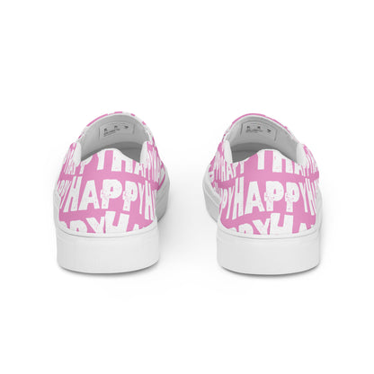 Rear view Fun Shoes Mens Sneakers pink shoes with white Happy Sponge Print Slip on Shoes HappyStuff brand