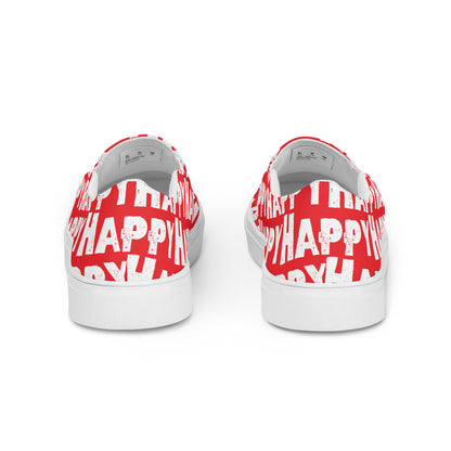 Rear view Fun Shoes Mens Sneakers red shoes with white Happy Sponge Print Slip on Shoes HappyStuff brand