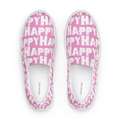 Top view Mens Sneakers pink shoes with white Happy Sponge Print Fun Shoes HappyStuff brand Deck Shoes