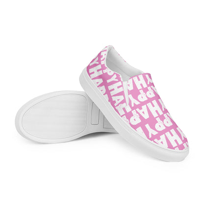 Mens Sneakers pink and white Happy Sponge Print Slip on Shoes EVA Rubber Outsole closeup sole view