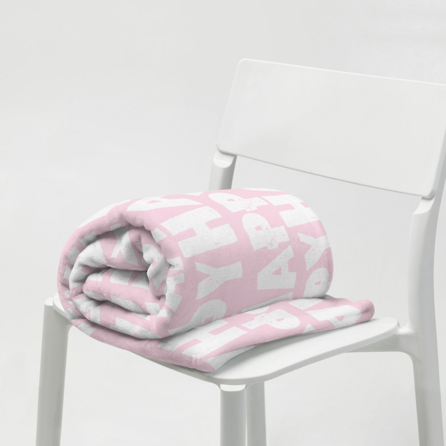 Throw Blanket "Happy" Sponge Print Baby Pink Soft Blanket