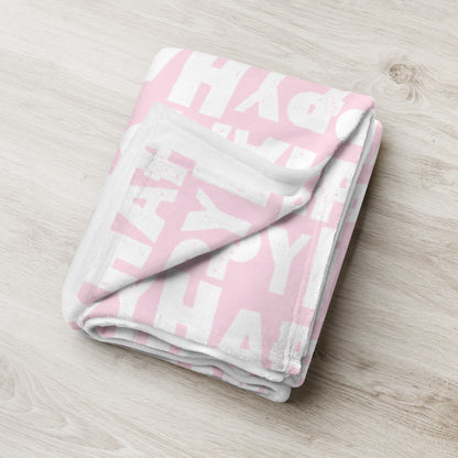 Throw Blanket "Happy" Sponge Print Baby Pink Soft Blanket