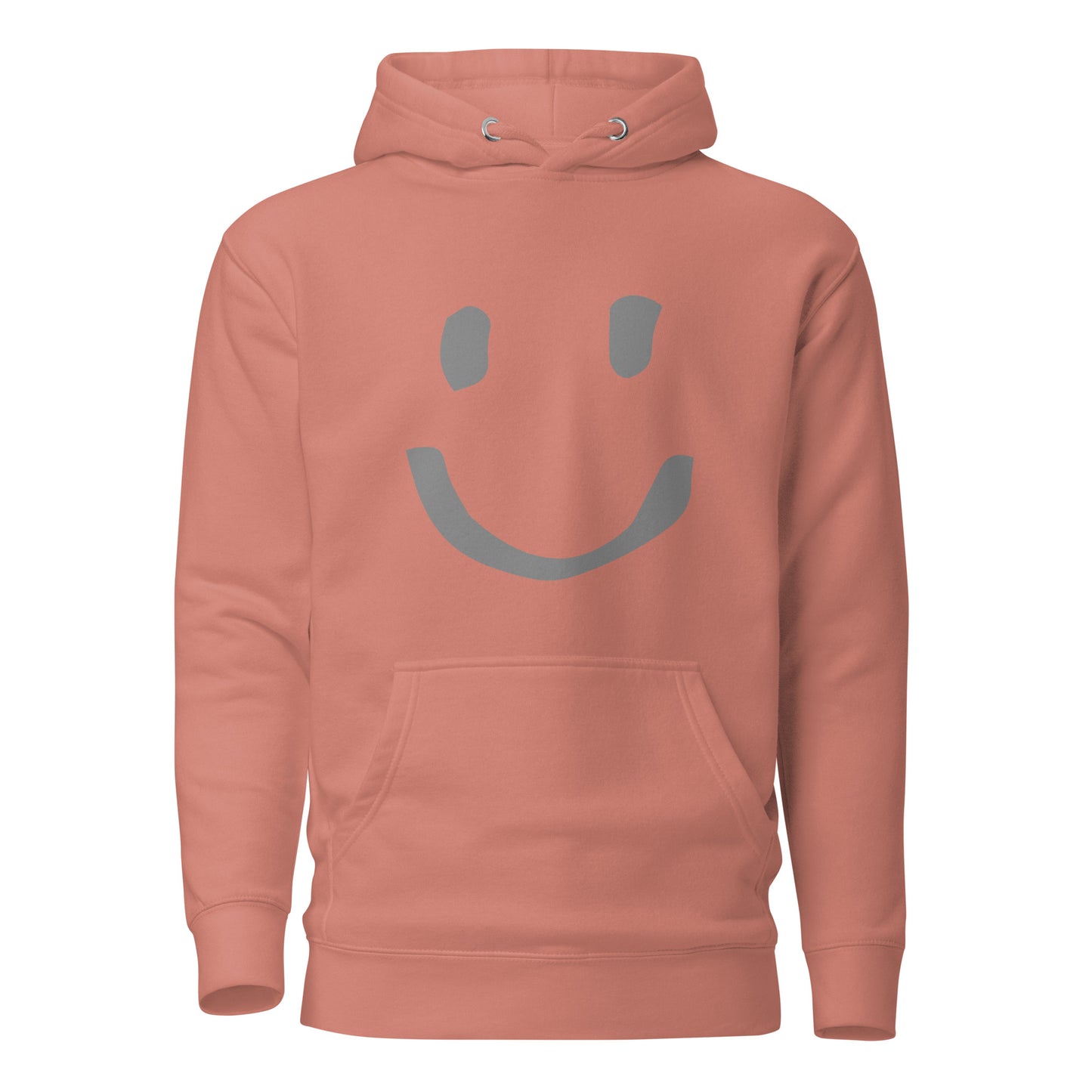 Dusty Rose Cotton Hoodie Happy Face Painted Printed Modern Fit All Gender Hoodie tailored fit pouch pocket Flat matching draw string