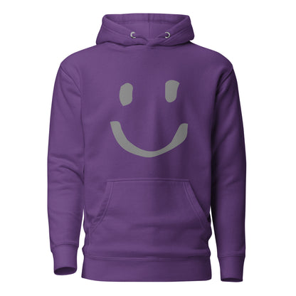 Purple Cotton Hoodie Happy Face Painted Printed Modern Fit All Gender Hoodie tailored fit pouch pocket Flat matching draw string