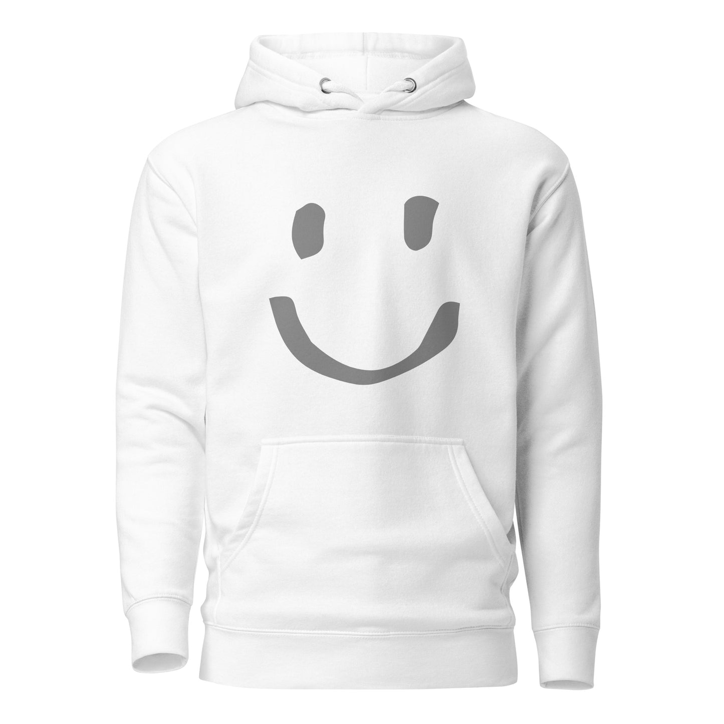 White Cotton Hoodie Happy Face Painted Printed Modern Fit All Gender Hoodie tailored fit pouch pocket Flat matching draw string