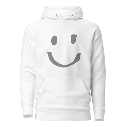 White Cotton Hoodie Happy Face Painted Printed Modern Fit All Gender Hoodie tailored fit pouch pocket Flat matching draw string