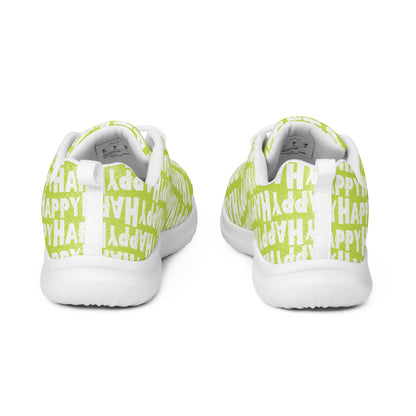 HappyStuff ultralight green sneakers back view pull tabs soft padded collar Happy Sponge Print womens athletic shoes