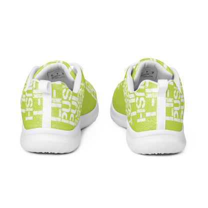 Ultralight green sneakers back view pull tabs padded collar womens athletic shoes white lift push pull sweat repeat happy distress print