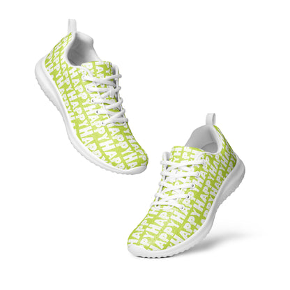 HappyStuff ultralight green sneakers floating view padded collar pull tabs lace up Happy Sponge Print womens athletic shoes