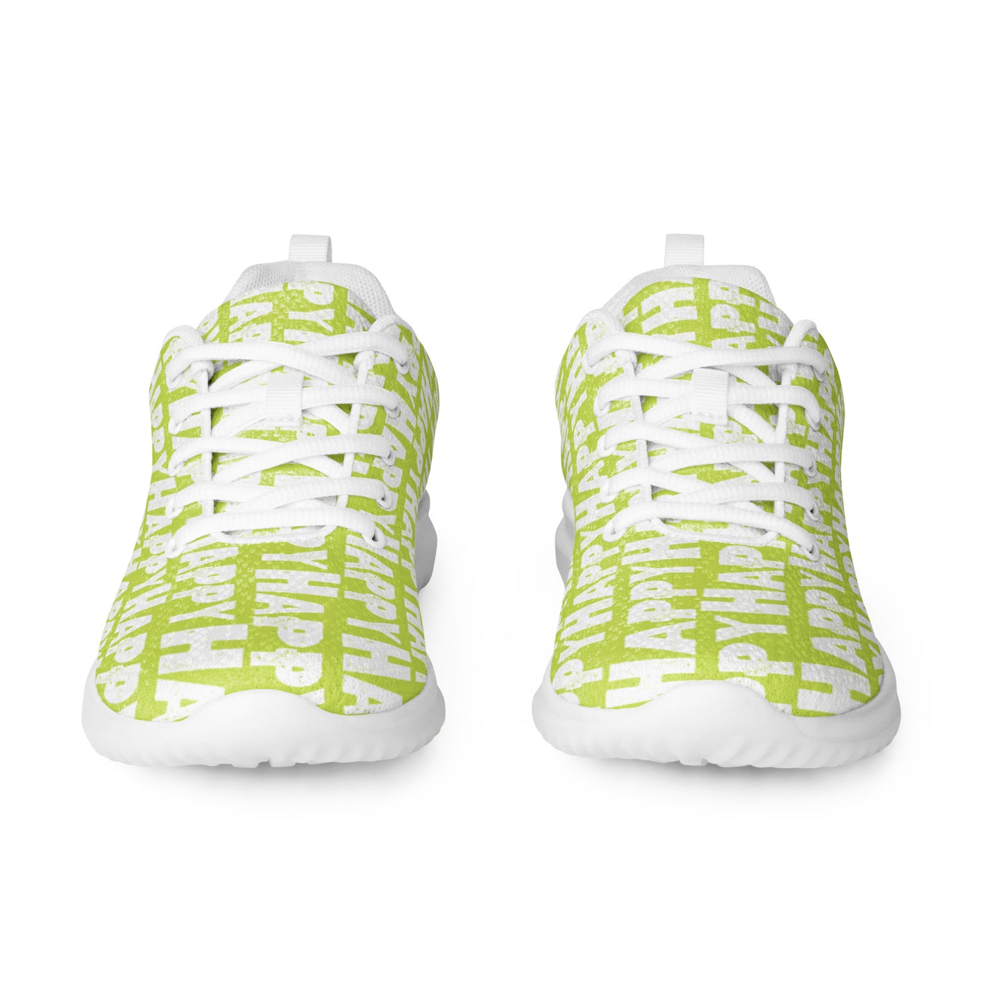 Happy Sponge Print green sneakers sleek front view rubber tread detail HappyStuff brand lace up womens athletic shoes