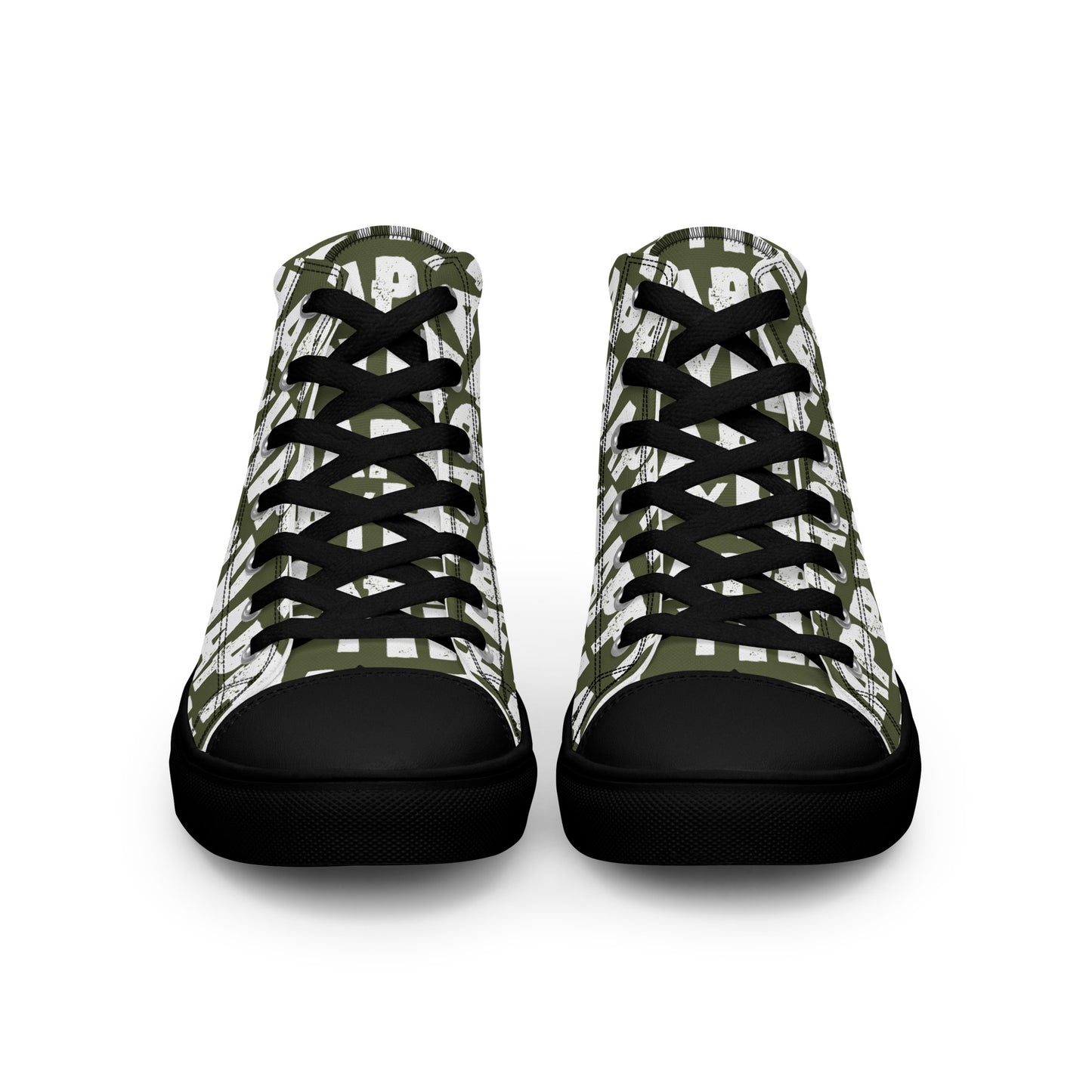 Happy Shoes "Happy" Sponge Print Canvas Women's Khaki Green High Tops Black Sole