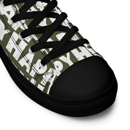 Happy Shoes "Happy" Sponge Print Canvas Women's Khaki Green High Tops Black Sole