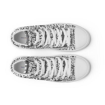 Women's High Tops "Warning This Foot Jiggles When Happy" Painted All Over Canvas Slate Grey Sneakers