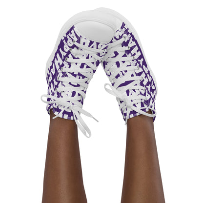 Happy shoes on happy feet Faux leather toe caps tapping Happy Sponge Printed High Top Sneakers Womans purple and white shoes