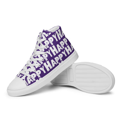 Vintage Shoes style purple and white Happy Sponge Print High Tops EVA Rubber Outsole closeup sole view