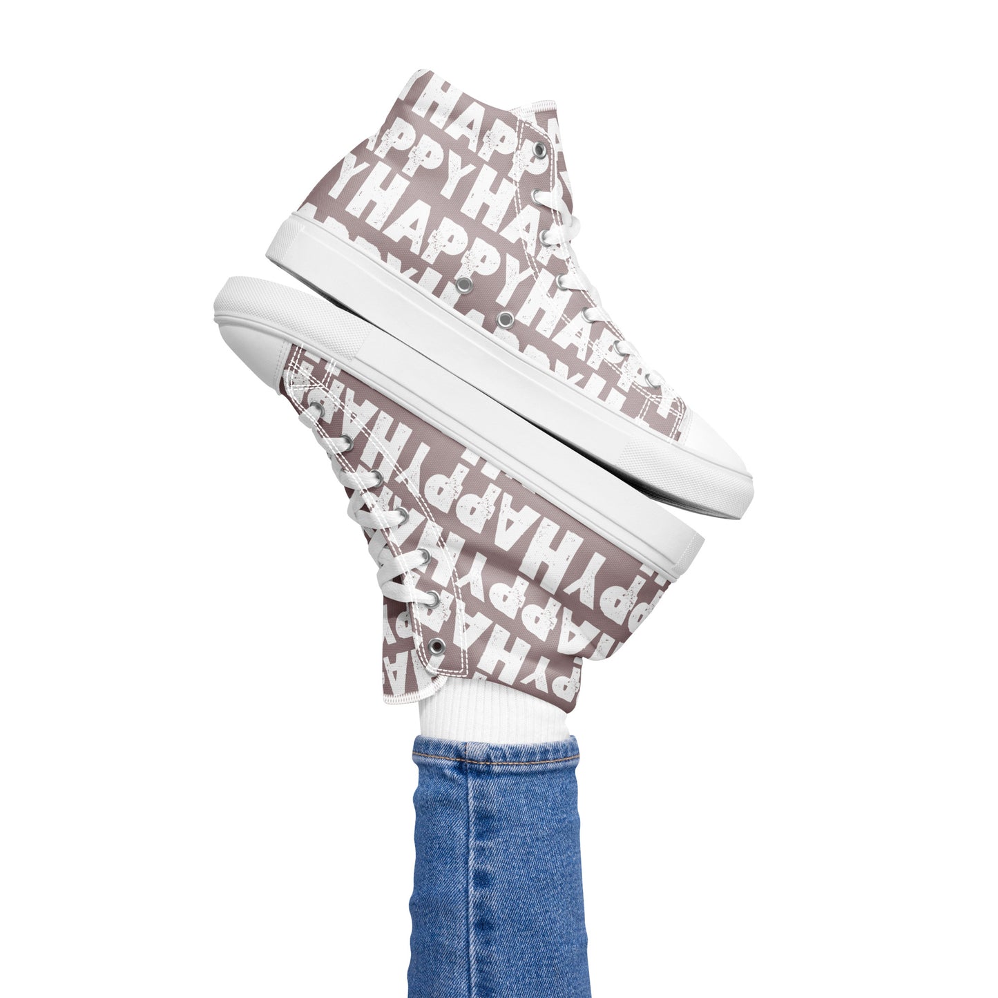 Happy Shoes "Happy" Sponge Print Canvas Women's Taupe High Tops