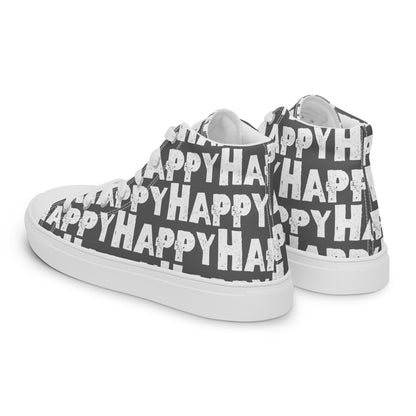 Womens Sneakers side rear view slate grey and white Happy Sponge Print High Tops HappyStuff brand