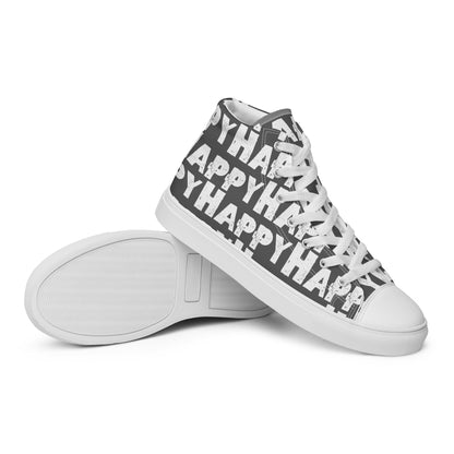 Vintage Shoes style slate grey and white Happy Sponge Print High Tops EVA Rubber Outsole closeup sole view