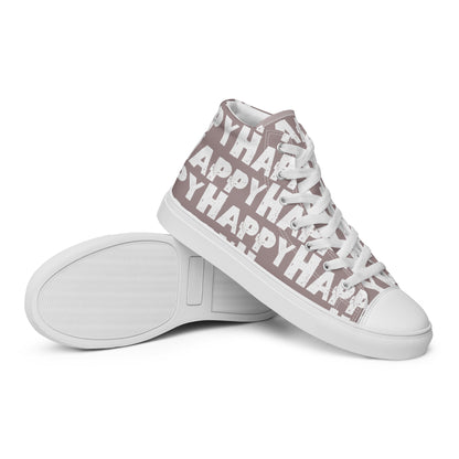 Vintage Shoes style taupe and white Happy Sponge Print High Tops EVA Rubber Outsole closeup sole view