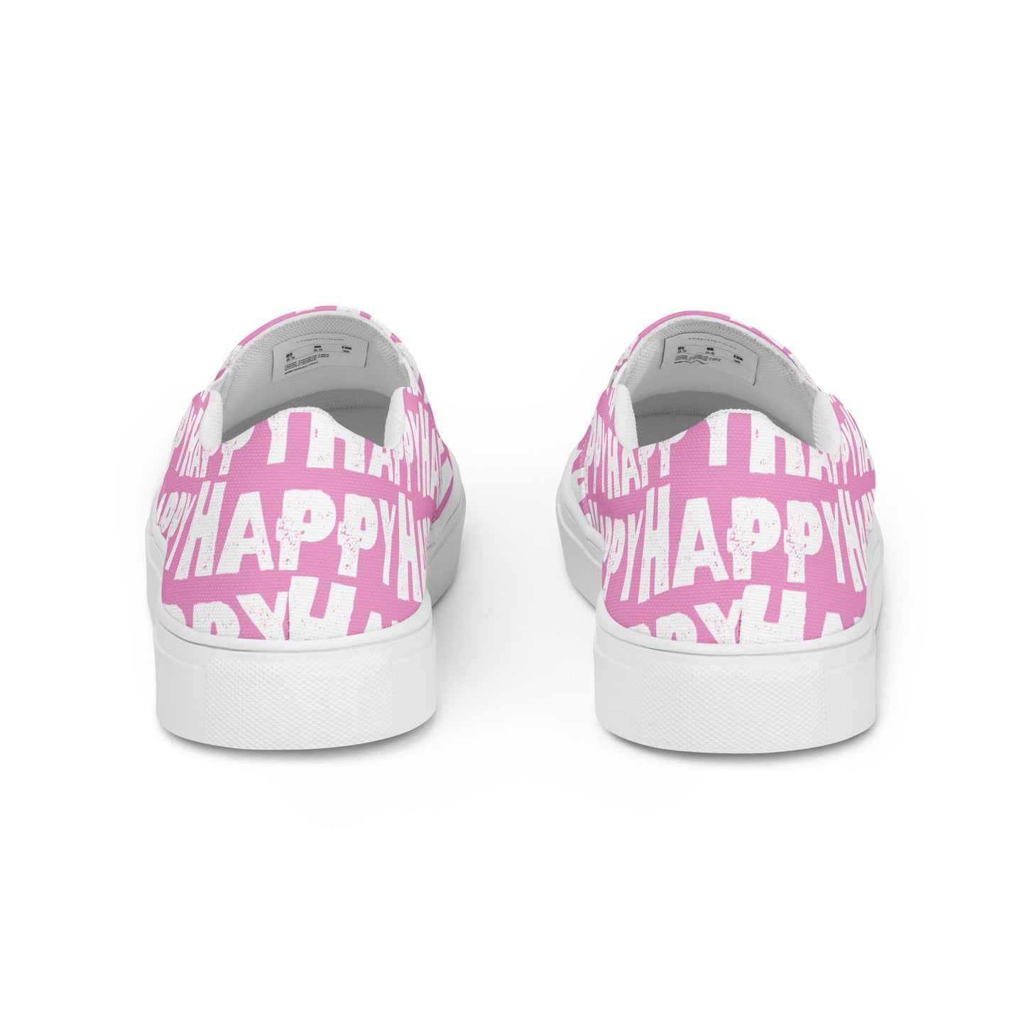 Rear view Fun Shoes Womens Sneakers pink shoes with white Happy Sponge Print Slip on Shoes HappyStuff brand