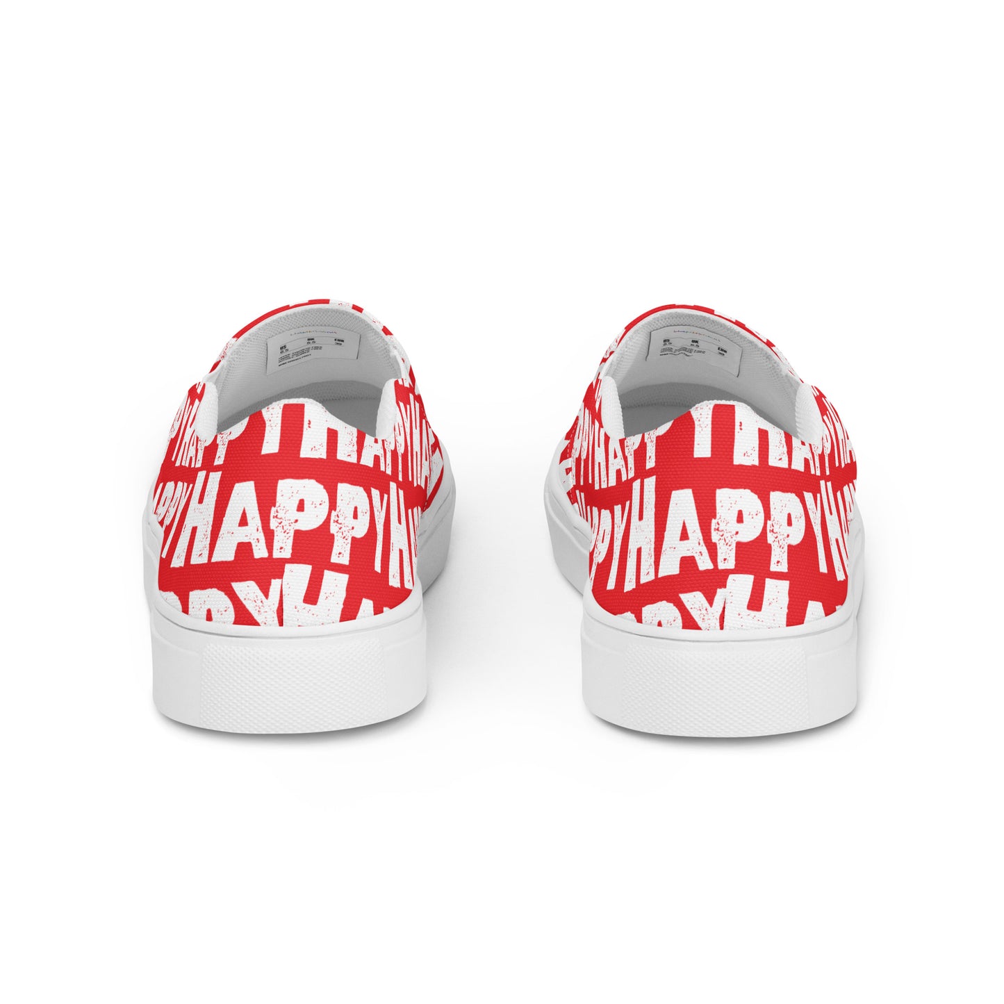 Rear view Fun Shoes Womens Sneakers red shoes with white Happy Sponge Print Slip on Shoes HappyStuff brand