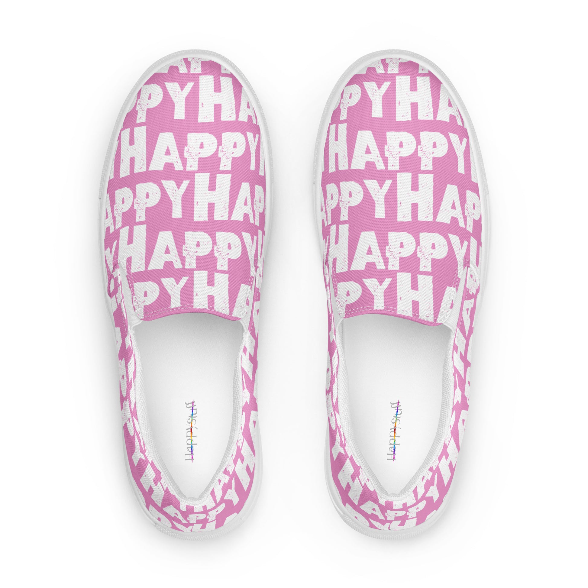 Top view Womens Sneakers pink shoes with white Happy Sponge Print Fun Shoes HappyStuff brand Deck Shoes