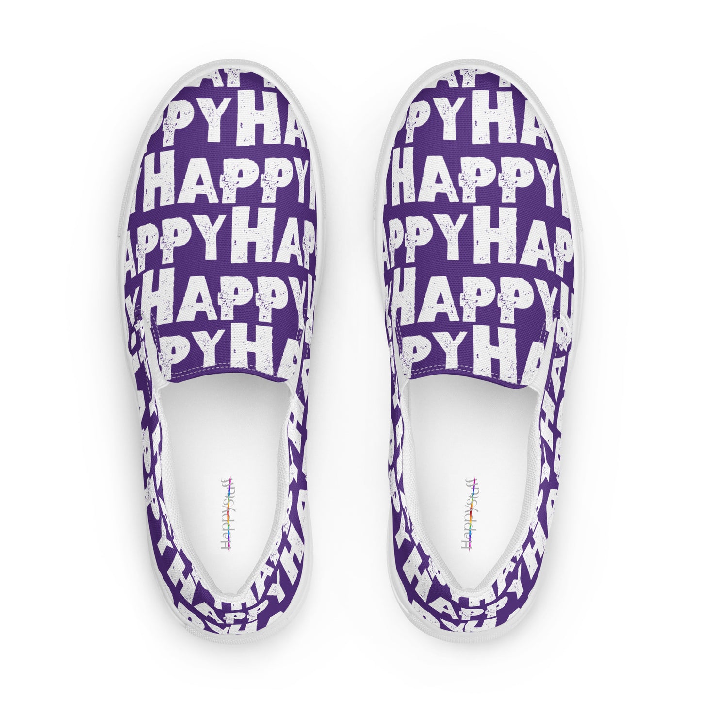 Top view Womens Sneakers purple shoes with white Happy Sponge Print Fun Shoes HappyStuff brand Deck Shoes