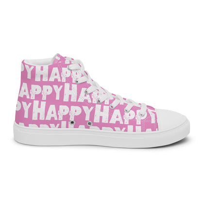 Cool Shoes Mens Sneakers inside view left shoe pink and white Happy Sponge Print High Top Sneakers HappyStuff brand