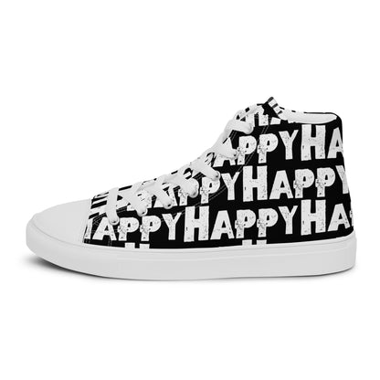 Cool Shoes Mens Sneakers outside view left shoe black and white Happy Sponge Print High Top Sneakers HappyStuff brand