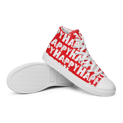 Vintage Shoes style red and white Happy Sponge Print High Tops EVA Rubber Outsole closeup sole view