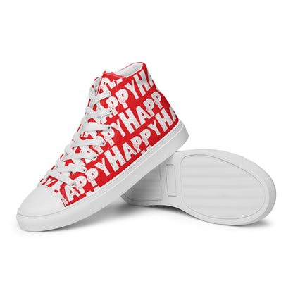 Vintage Shoes style red and white Happy Sponge Print High Tops EVA Rubber Outsole closeup sole view