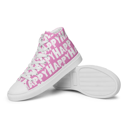 Vintage Shoes style pink and white Happy Sponge Print High Tops EVA Rubber Outsole closeup sole view