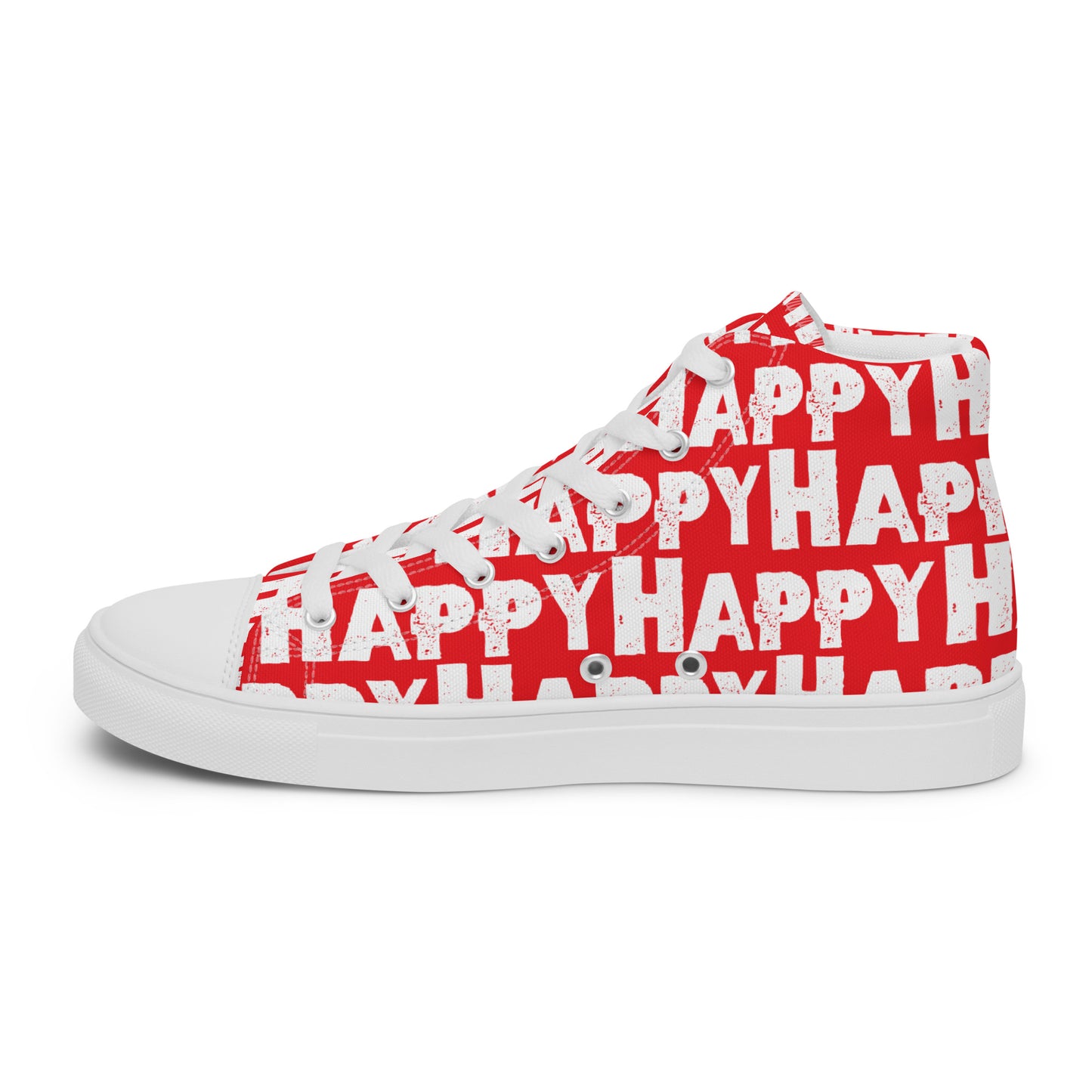 Cool Shoes Womens Sneakers outside view left shoe red and white Happy Sponge Print High Top Sneakers HappyStuff brand